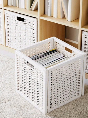 IKEA Branas white folding basket like new 32x34x32