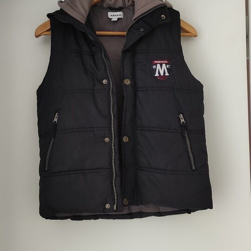 Marasil Puffy Vest for Boys 8 Years Like New Blue with Fleece Hood