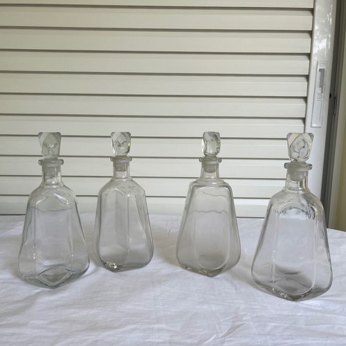 Antique glass bottles used, set of 4 pieces