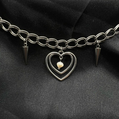 Choker with real pearl handmade new, silver