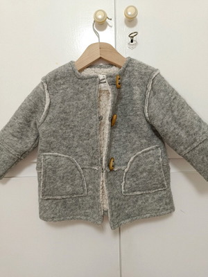 Montgomery coat Zara kids 18-24 months used, grey with fleece lining