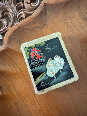 Vintage French Art Deco cigarette case used Moulin Rouge Paris