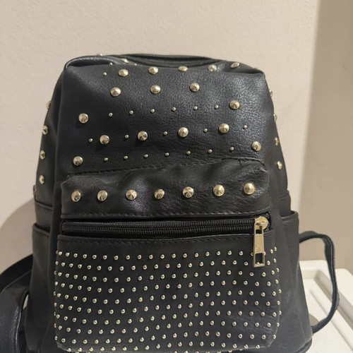Women's backpack with decorative studs, 2 side pockets, large interior
