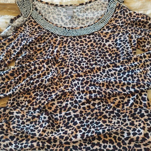 C.Oliver leopard print blouse with studs XL new