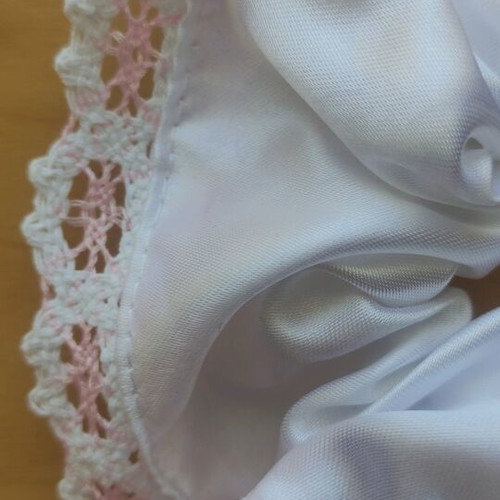 Scrunchie XL handmade satin with lace edge white