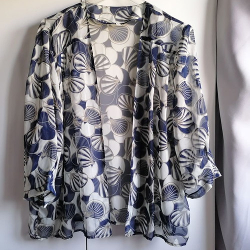 Buttonless blouse XXL, blue, semi-transparent