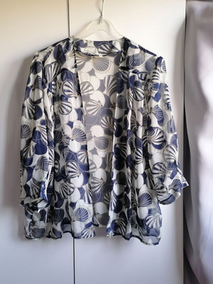 Buttonless blouse XXL, blue, semi-transparent