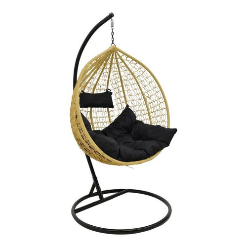 Hanging Egg Chair Swing, Natural and Black