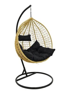 Hanging Egg Chair Swing, Natural and Black
