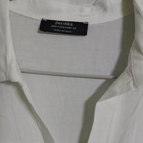 Bershka white long shirt tunic with belt, new