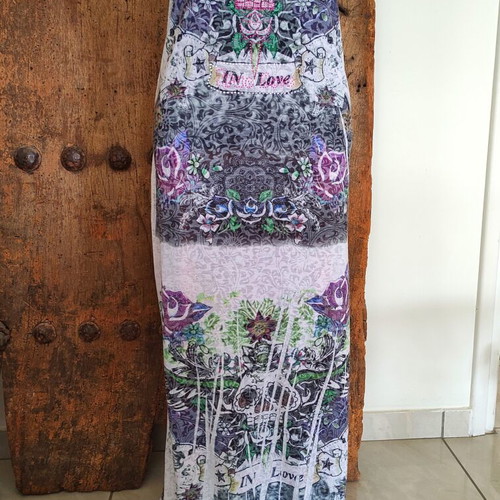 Vintage Y2K tattoo print maxi dress Ed Hardy style, like new