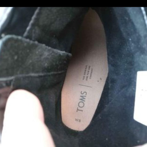 Toms leather ankle boots with wooden heel like new, size 38.5