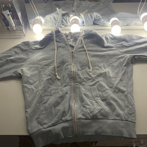 H&M turquoise zip-up hoodie, size S