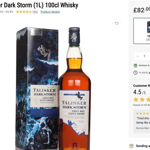 Talisker Dark Storm Single Malt Scotch Whisky 45.8% 1000ml new sealed