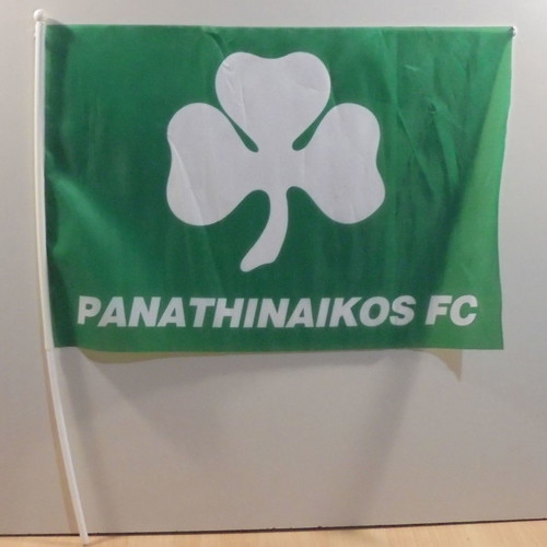 Panathinaikos FC advertising fabric flag used with plastic handle