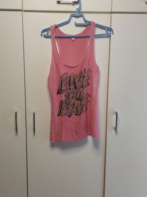 Bershka women's summer tshirt pink used, sizes S M
