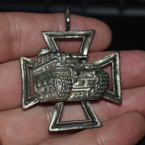 Panzer on iron cross silver plated used