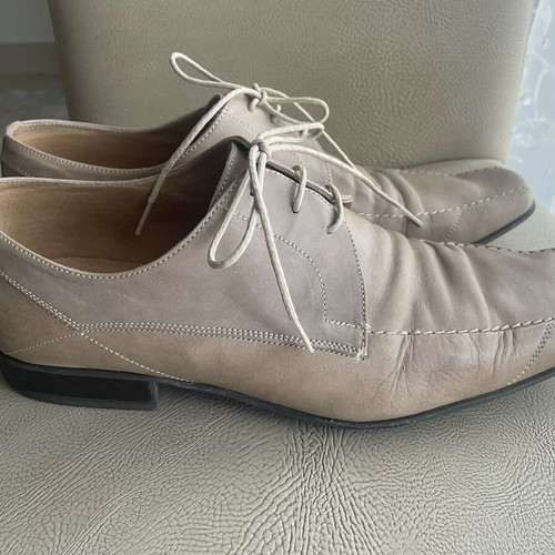 Men's leather shoes used, size 43, beige ecru