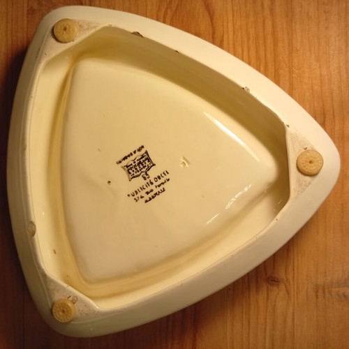 Collectible vintage ceramic ashtray with Benedictine logo used
