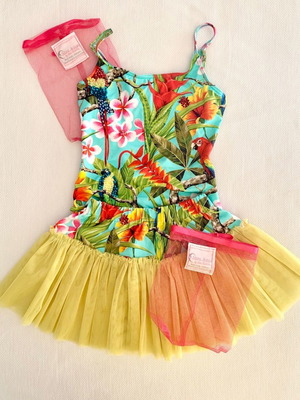 SELINI ACTION σετ μαγιό / φούστα, tropical print swimwear, 8 ετών