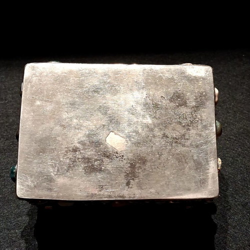 Vintage Moroccan Handmade Jewelry Box with Natural Semi-Precious Stones