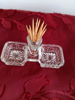 Traditional vintage salt cellar like new with toothpick holder