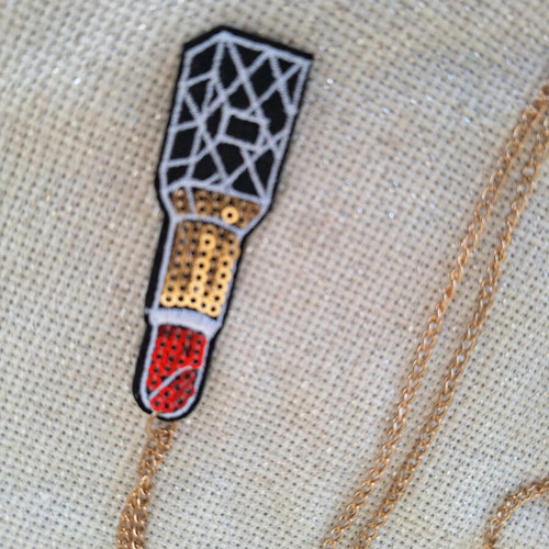 Long necklace red lipstick with chain made to order