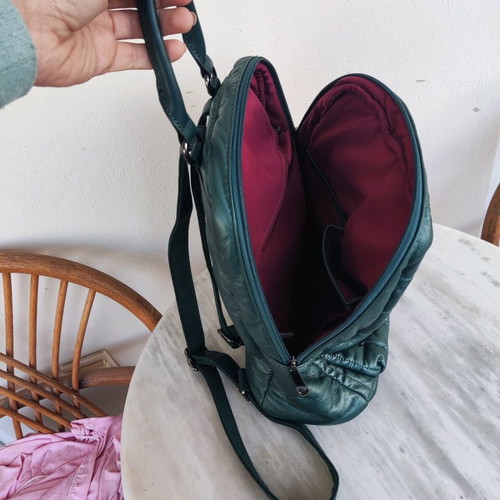 Backpack new green quilted