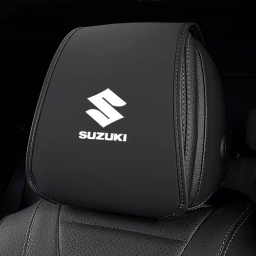 Leather Headrest Cover Set for Suzuki Swift Vitara, Black, 5 Pieces
