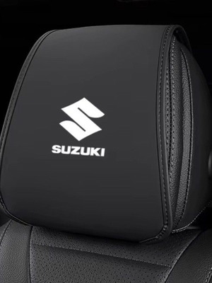 Leather Headrest Cover Set for Suzuki Swift Vitara, Black, 5 Pieces