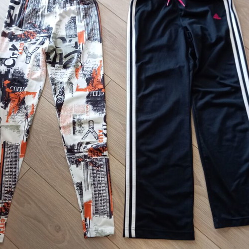 Adidas sportswear set used, size 152 cm, black and multicolor leggings