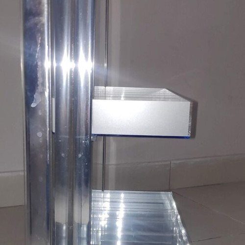 Tabletop plexiglass product display stand like new with metal decorations