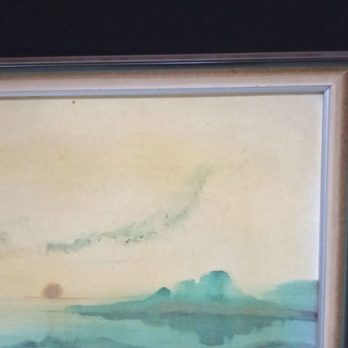 Vintage oil painting used on canvas Spencer 88x47 boat