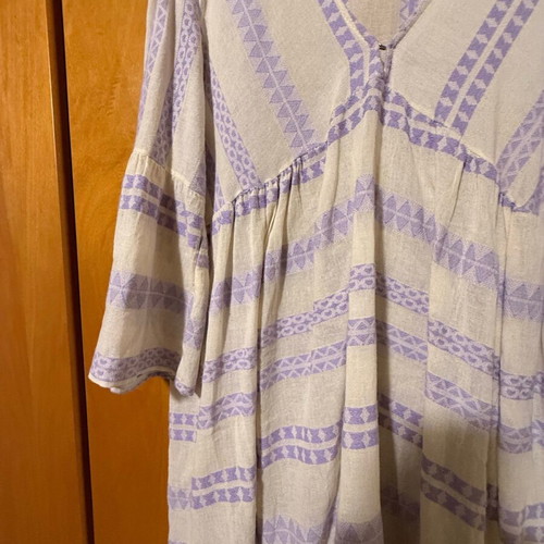 Women's dress used, cotton-linen, white one size