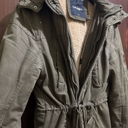 Men's parka jacket size medium khaki like new missing zipper