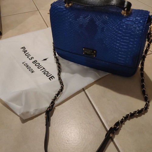 Paul's Boutique shoulder bag new, electric blue with embossed snake pattern