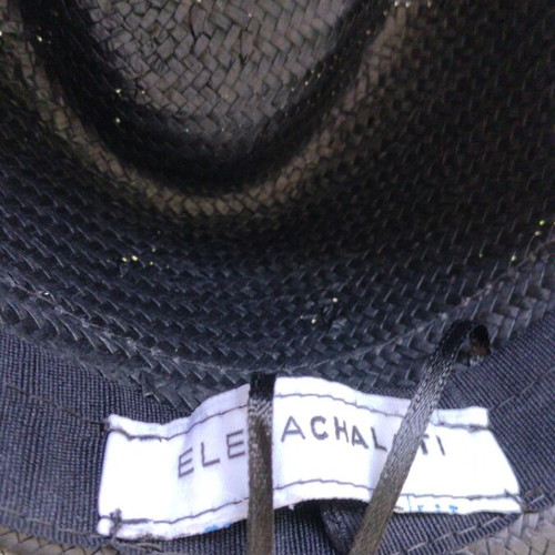 Elena Chalati straw fedora hat used, hand-painted cherries, size M