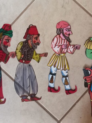 Karagiozis Shadow Theatre Figures used, set of 4