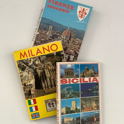 Collectible postcards used, pack of 3, Sicilia, Milano, Firenze