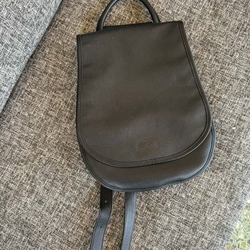 Longchamp vintage leather backpack used, black