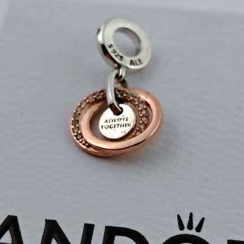 Pandora Family Circles Dangle Charm S925 ALE Rose Gold and Silver