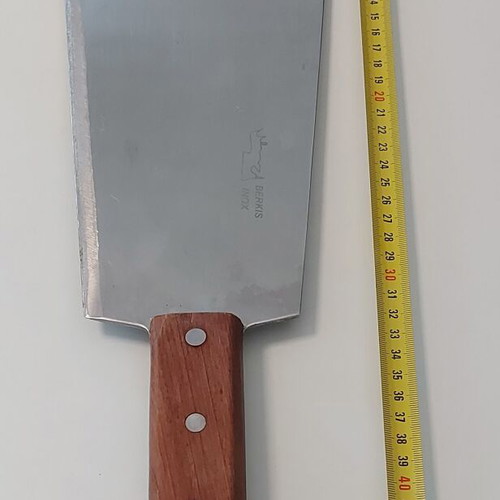 Professional butcher knives, used, with sharpener