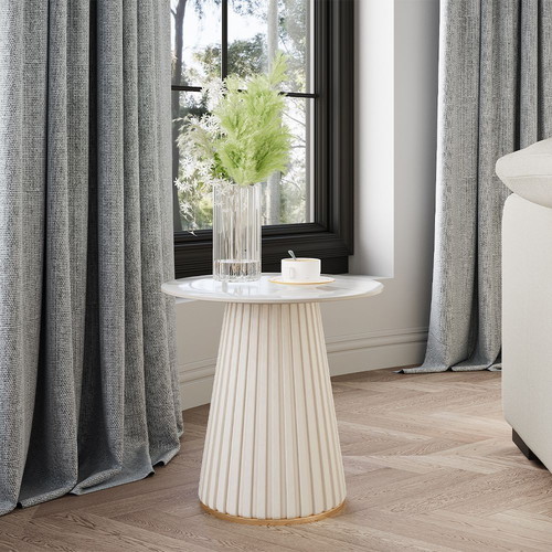 Modern luxury side table with shiny sintered stone, new