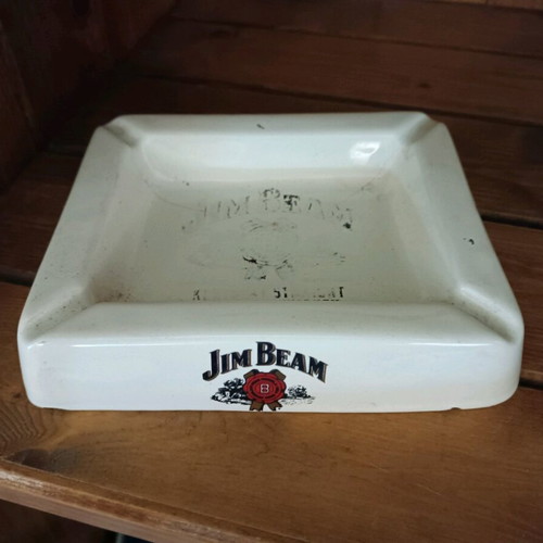 Jim Beam ceramic ashtray used
