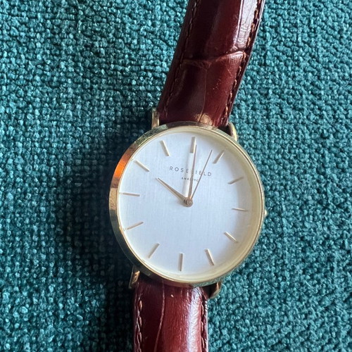 Rosefield women's watch used with brown leather strap