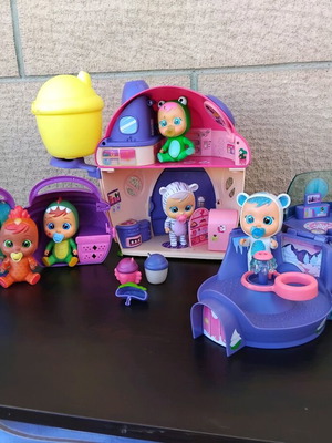 Set Cry Babies Magic Tears μεταχειρισμένο, πακέτο 5 φιγούρες με σπιτάκια