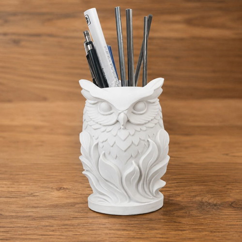 Owl Pencil Holder decorative white desk organizer