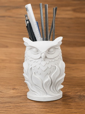 Owl Pencil Holder decorative white desk organizer