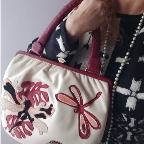 Aquilano Rimondi leather shoulder bag like new, beige and red