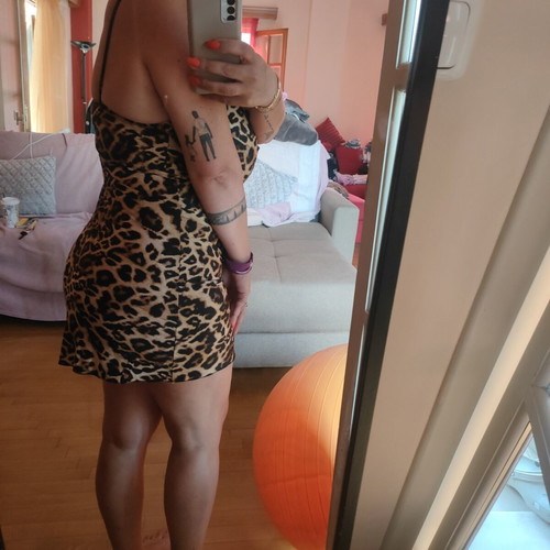 Leopard mini dress one size, like new, black and beige